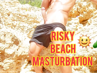 Sexy Guy Masturbating His Big Cock In A Public Beach - Almost Caught