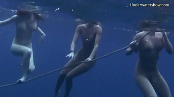 3 Hot Girls Swim And Have Fun In The Sea free video