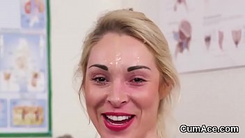 Spicy Beauty Gets Cumshot On Her Face Swallowing All The Jizz free video