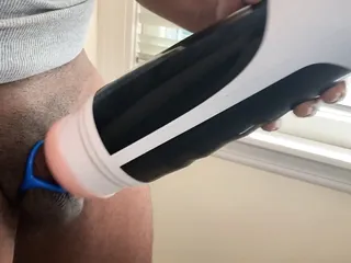 Automasturbator Milks Big Load Of Cum Out Of Black Man In Tank Top And Cock Ring free video