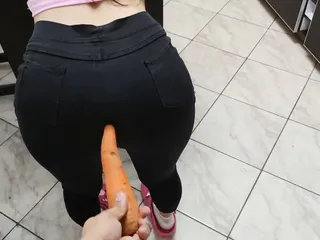 Young Unsatisfied Hot Wife Is Eager For A Big Cock And I Told Her To Fuck Her With The Carrot In Her Ass free video