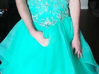 Cumming In A Girl's Teal Blue Corset Back Prom Dress free video