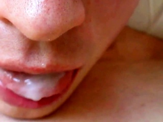 Creamy Close-Up Cum Swallowing With Slo-Mo